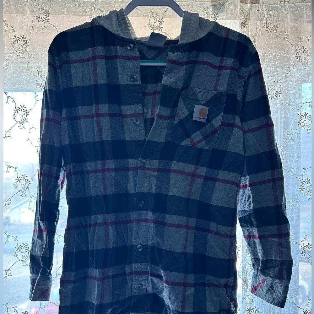 Girls Carhartt flannel with hood